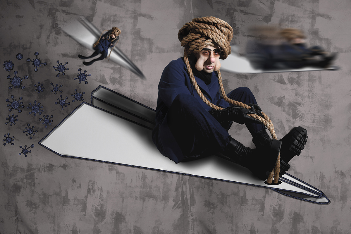 Flying Somewhere Painfully True — self-portrait by Feris