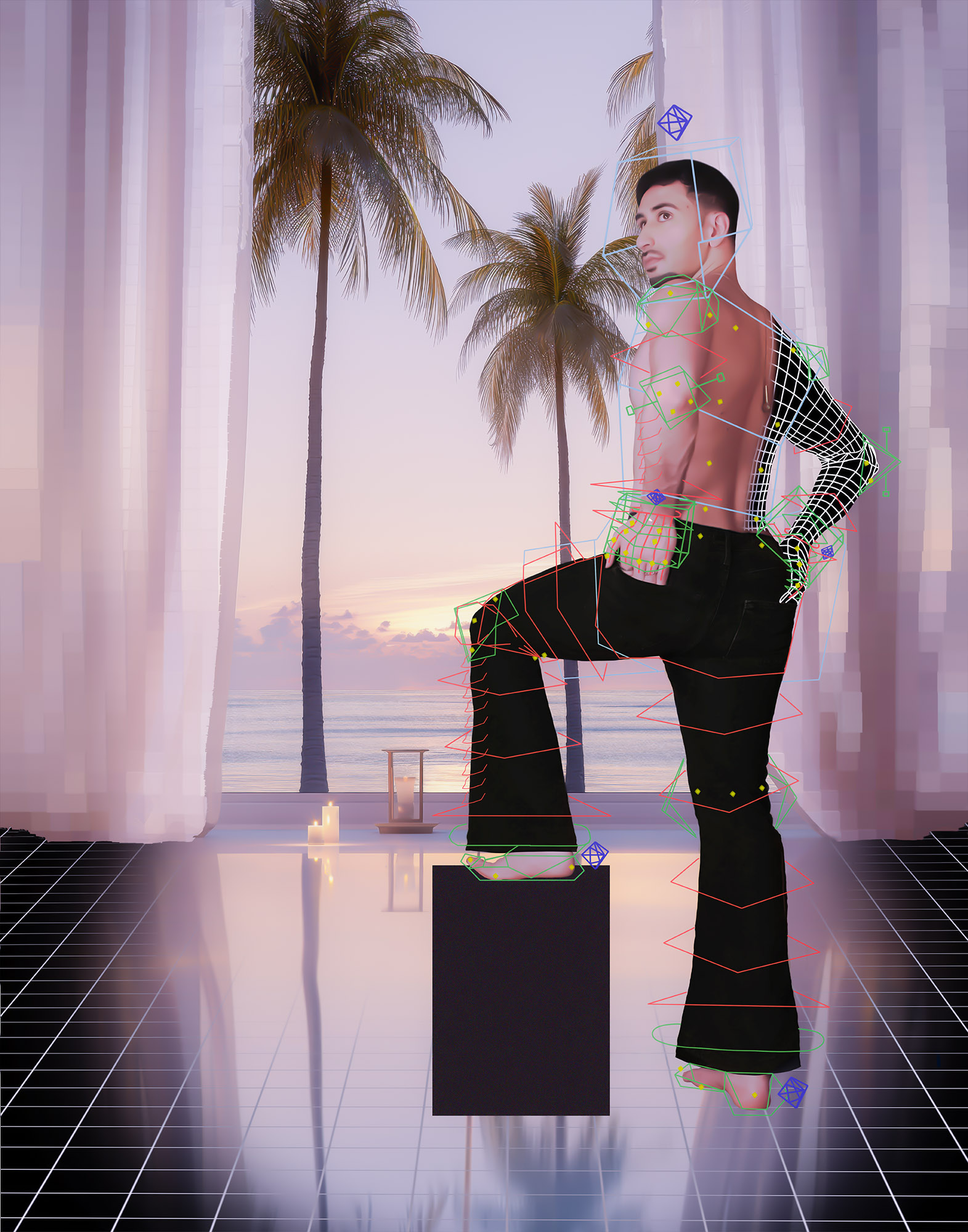Hello Digital Sunshine series — ‘I Feel Alive When You Look.’ A vibrant self-portrait where The Model thrives in the gaze of the digital feed.
